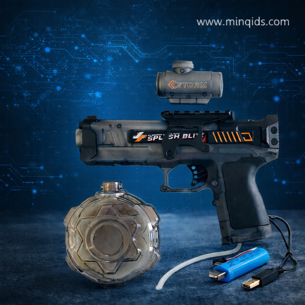 Electric Water Gun – Automatic Splash Blaster Toy with LED Flash Light & 350ml Water Tank