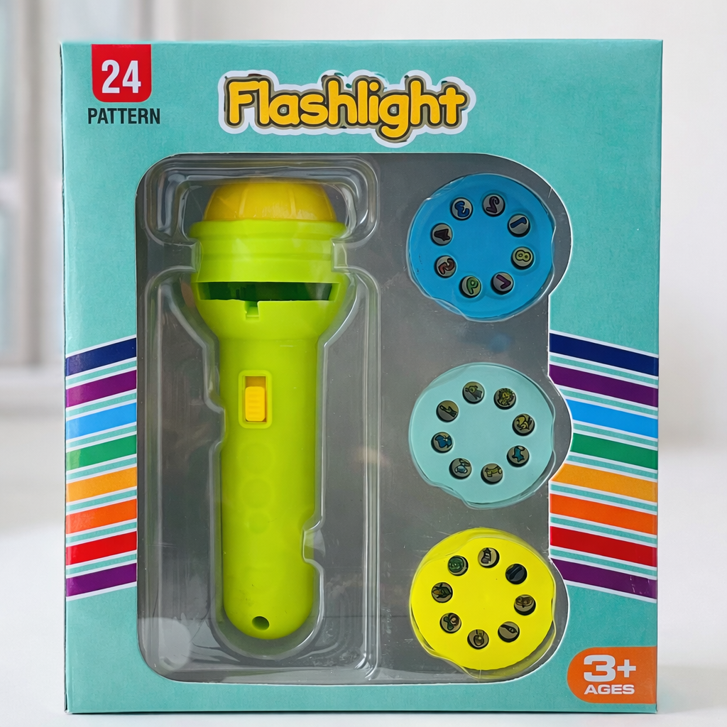 Flashlight Projector Toy – 24 Pattern Educational Projection Torch with Slide Discs