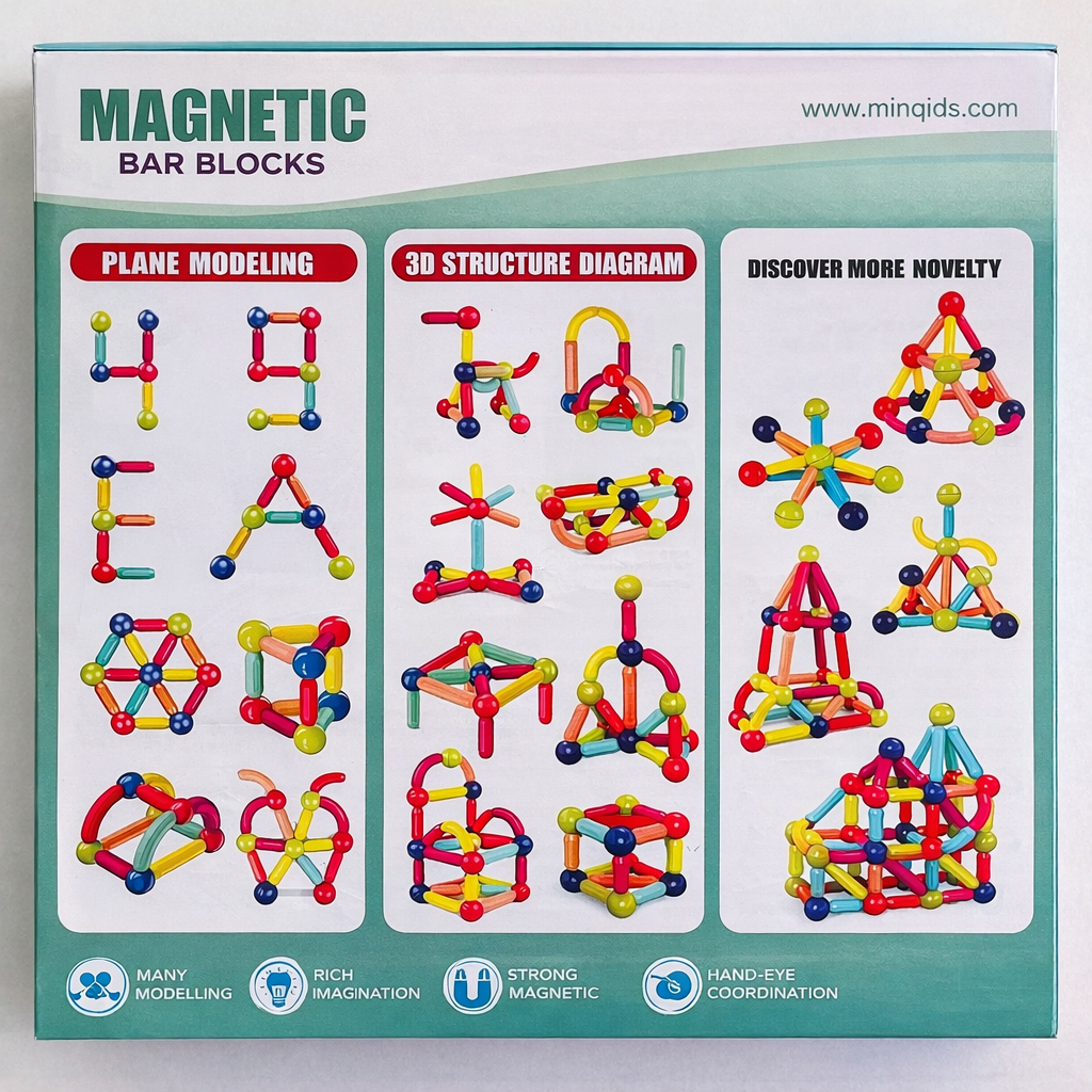 Magnetic Bar Blocks 25 PCS – Magnetic Construction Building Toy Set