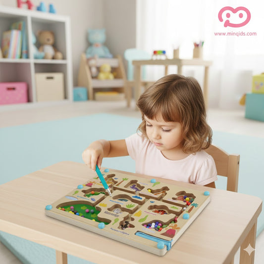 Magnetic Maze Game - Dinosaur: Color Classification Game | Premium Quality Wooden toy