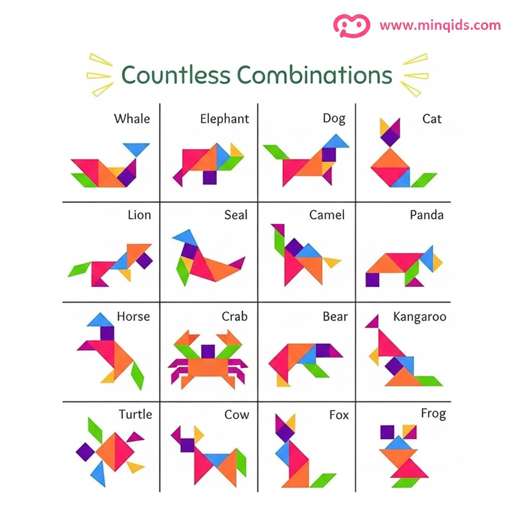 Tangram Wooden Magnetic Puzzle Book: Creativity boosting Game