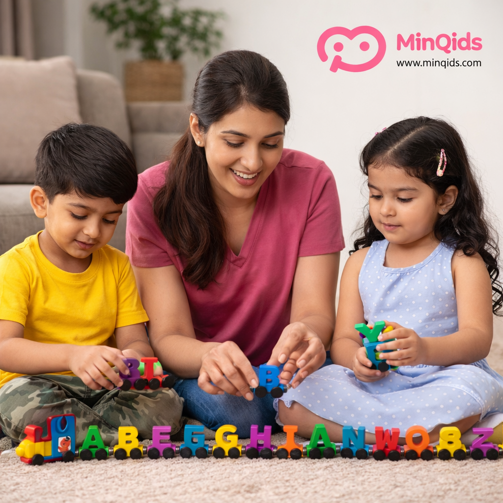 Alphabet Letter Train Magnetic – 27 Piece Colorful Wooden Educational Toy for Toddlers