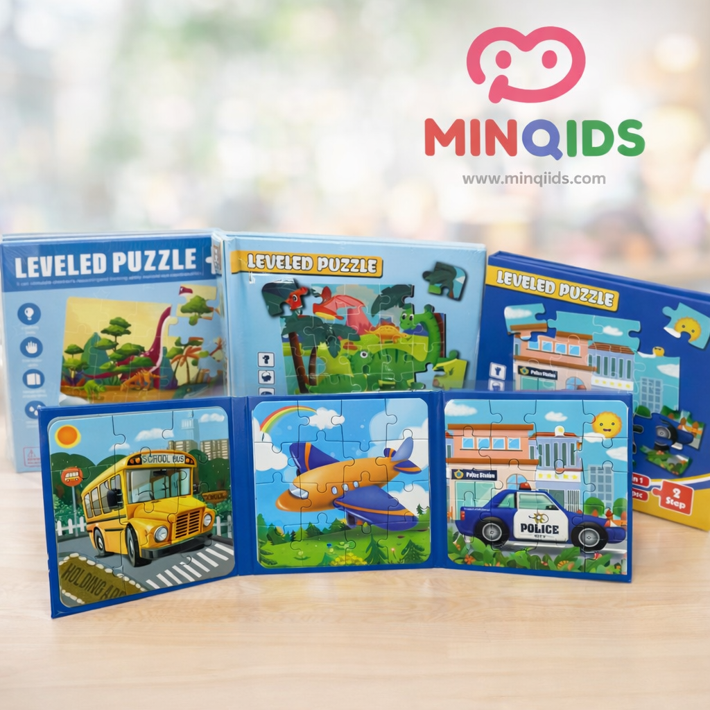 Leveled Puzzle 3 in 1 Magnetic Book – 47 Pieces Montessori Educational Toy for Kids