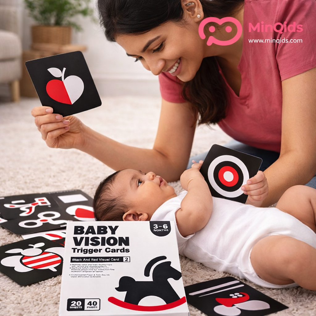 Baby Vision Trigger Cards – Black & White + Black & Red Combo | Visual Cards for Newborns & Infants (0–6 Months)