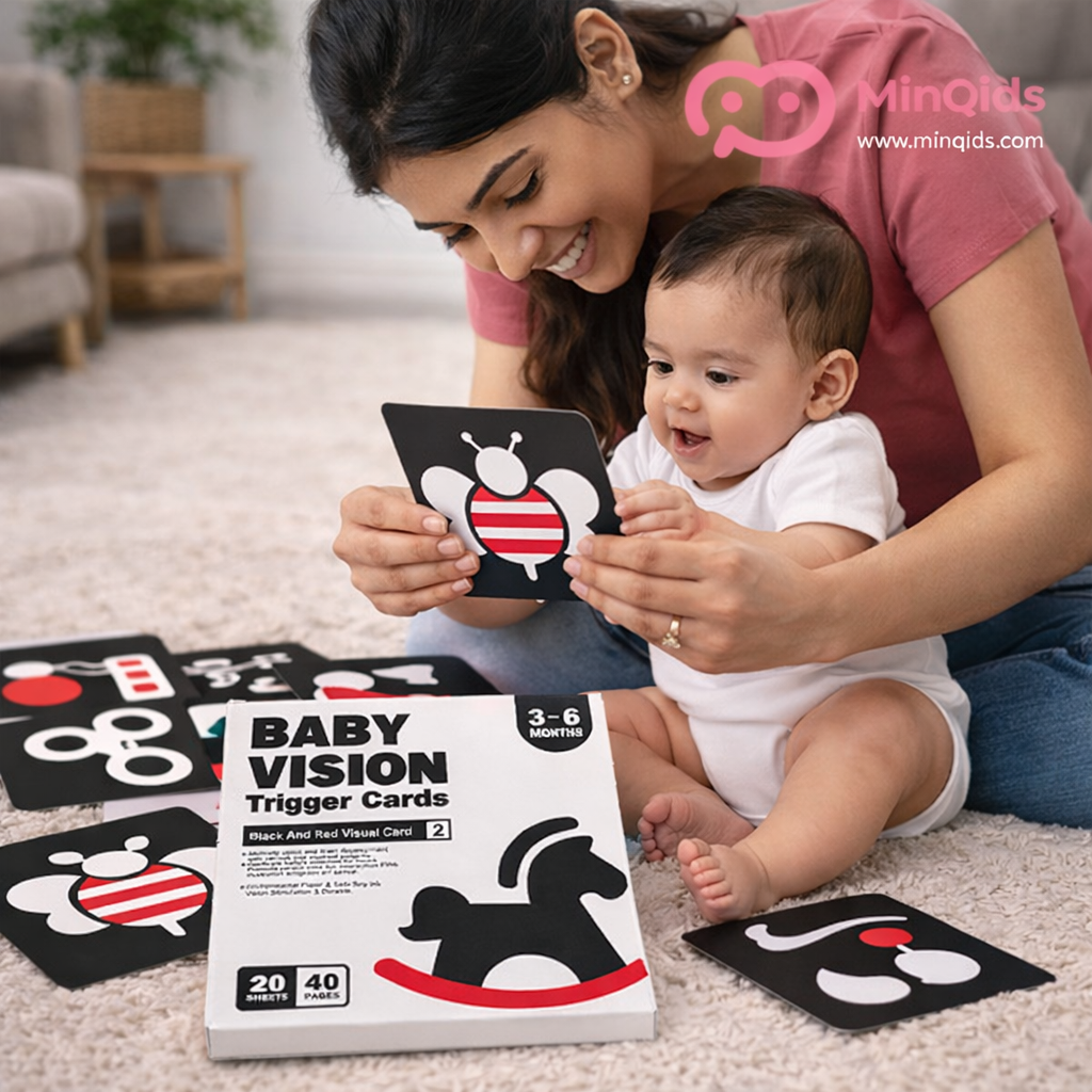 Baby Vision Trigger Cards – Black & White + Black & Red Combo | Visual Cards for Newborns & Infants (0–6 Months)