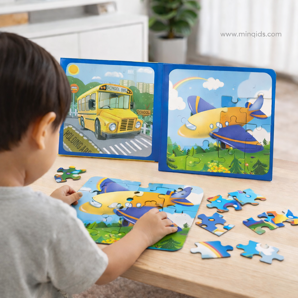 Leveled Puzzle 3 in 1 Magnetic Book – 47 Pieces Montessori Educational Toy for Kids