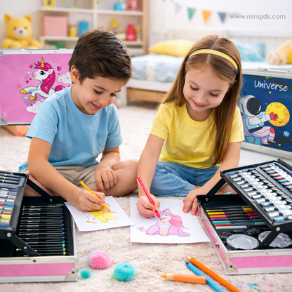 Coloring Set – 145 Piece Art & Drawing Kit with Crayons, Markers, Watercolors & Colored Pencils in Carry Case
