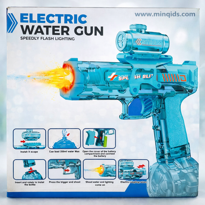 Electric Water Gun – Automatic Splash Blaster Toy with LED Flash Light & 350ml Water Tank