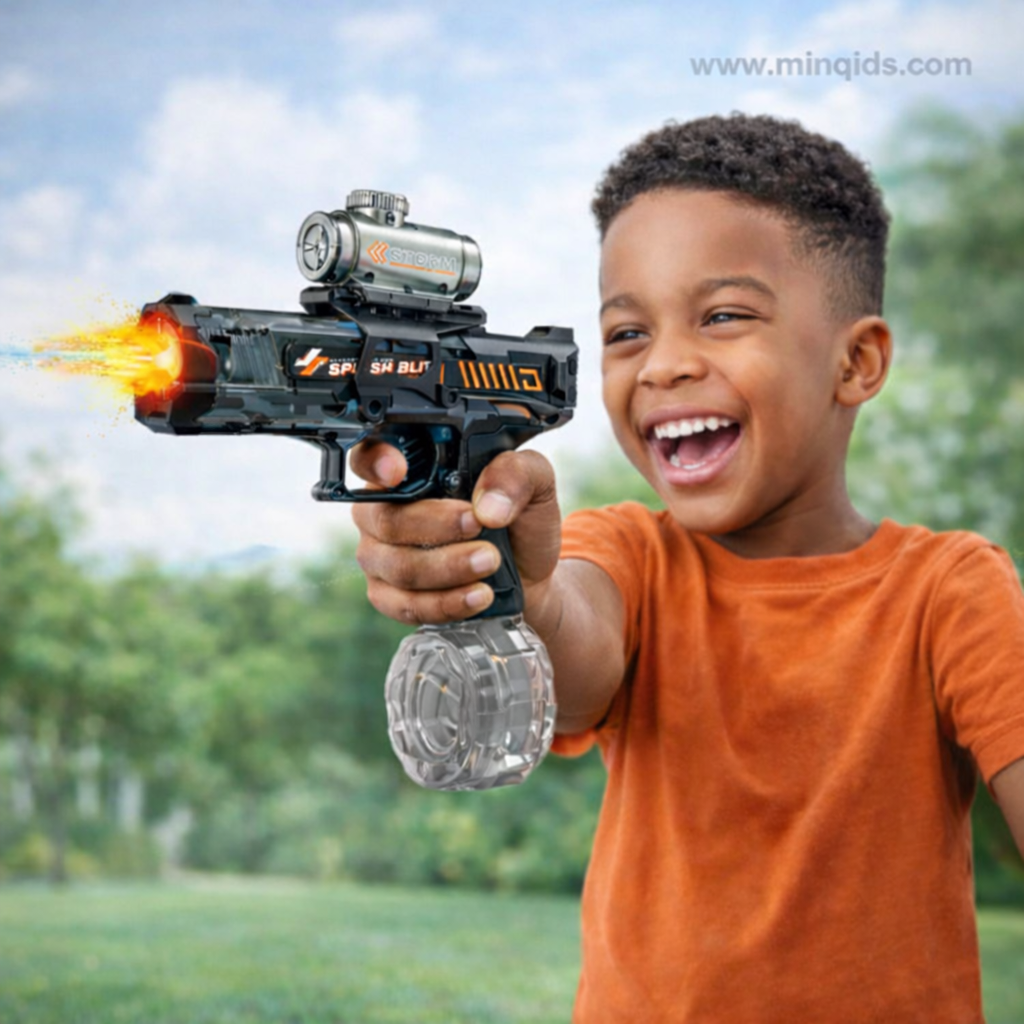 Electric Water Gun – Automatic Splash Blaster Toy with LED Flash Light & 350ml Water Tank