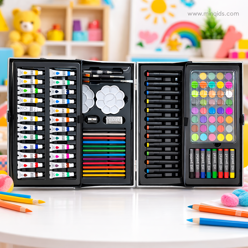 Coloring Set – 145 Piece Art & Drawing Kit with Crayons, Markers, Watercolors & Colored Pencils in Carry Case