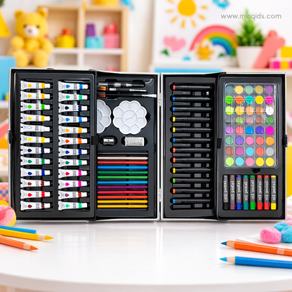 Coloring Set – 145 Piece Art & Drawing Kit with Crayons, Markers, Watercolors & Colored Pencils in Carry Case