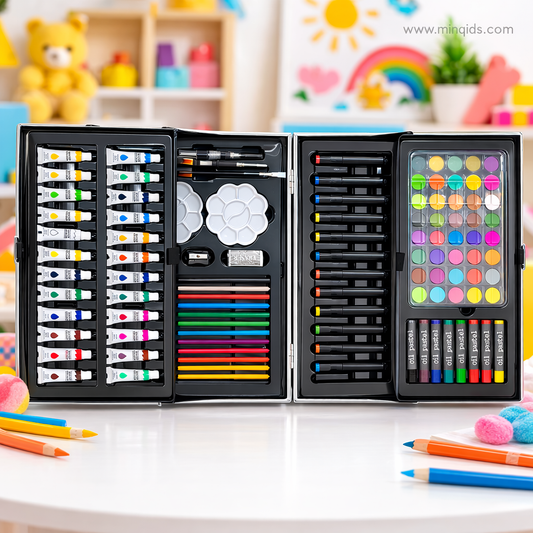 Coloring Set – 145 Piece Art & Drawing Kit with Crayons, Markers, Watercolors & Colored Pencils in Carry Case