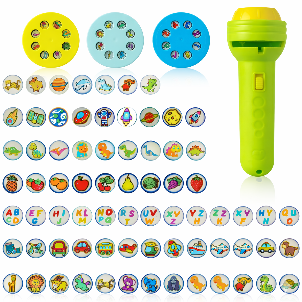 Flashlight Projector Toy – 24 Pattern Educational Projection Torch with Slide Discs