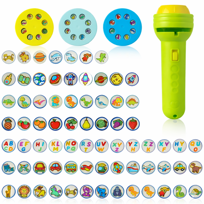 Flashlight Projector Toy – 24 Pattern Educational Projection Torch with Slide Discs