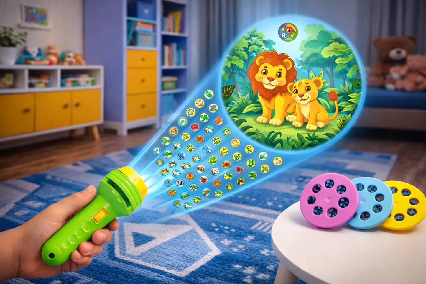 Flashlight Projector Toy – 24 Pattern Educational Projection Torch with Slide Discs
