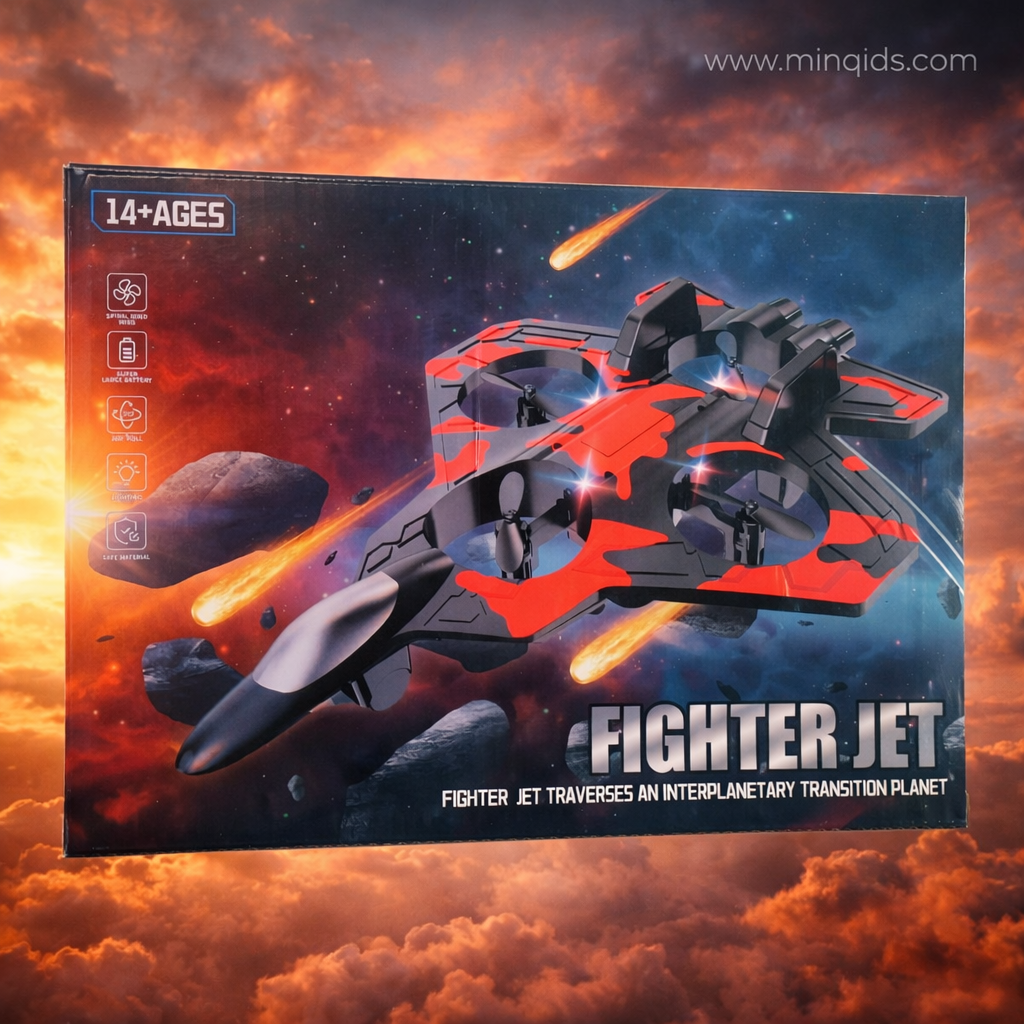 Fighter Jet Drone for Kids & Adults | 4-Propeller Flying Jet with Remote Control & USB Charging