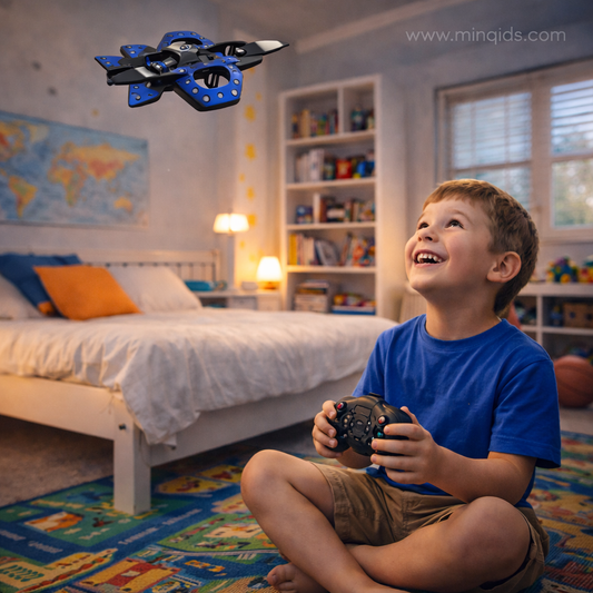 Fighter Jet Drone for Kids & Adults | 4-Propeller Flying Jet with Remote Control & USB Charging