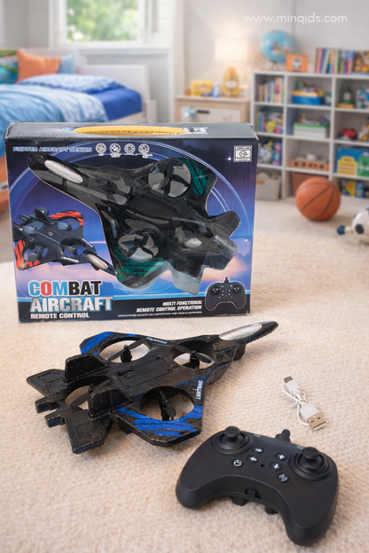 Fighter Jet Drone for Kids & Adults | 4-Propeller Flying Jet with Remote Control & USB Charging