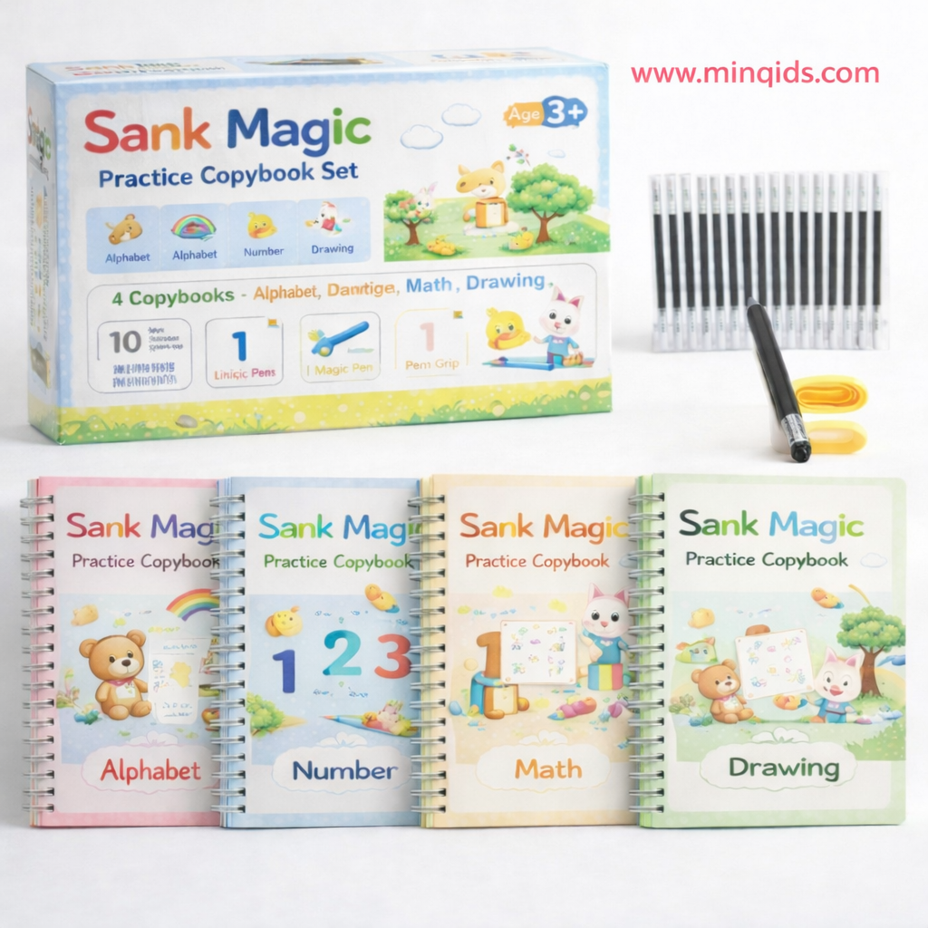 Magic Practice Copybook for Kids | 4 BOOK + REFILL+  Pen + Grip