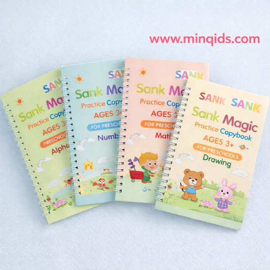 Magic Practice Copybook for Kids | 4 BOOK + REFILL+  Pen + Grip