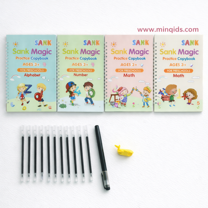 Magic Practice Copybook for Kids | 4 BOOK + REFILL+  Pen + Grip