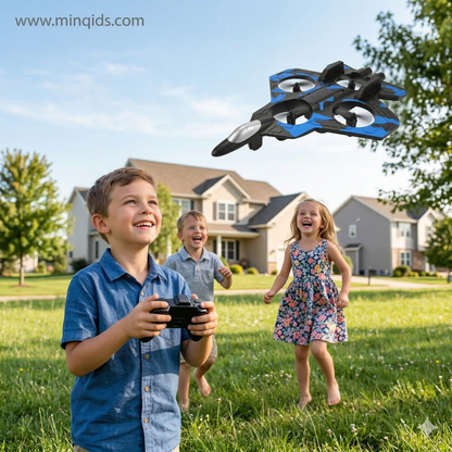Fighter Jet Drone for Kids & Adults | 4-Propeller Flying Jet with Remote Control & USB Charging