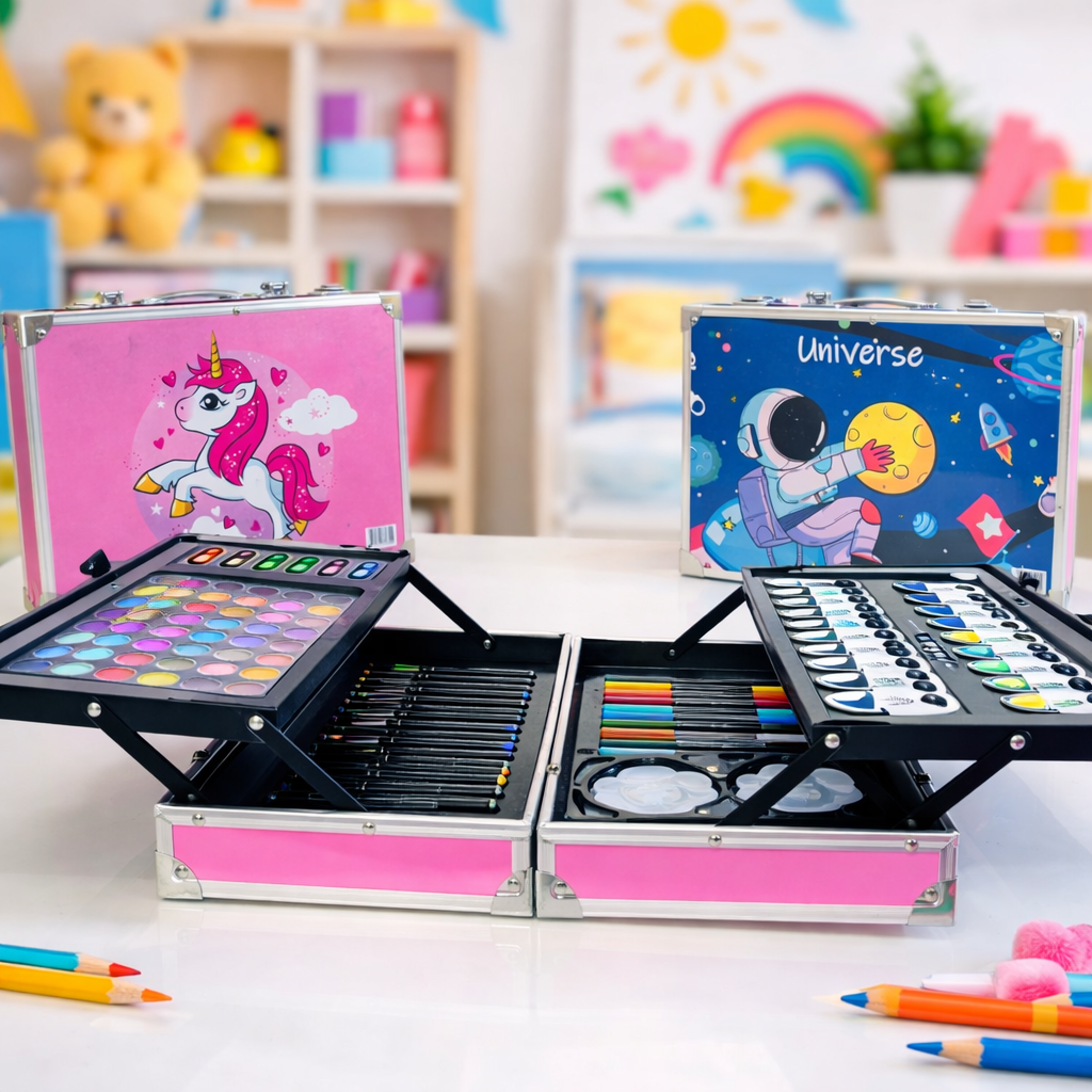 Coloring Set – 145 Piece Art & Drawing Kit with Crayons, Markers, Watercolors & Colored Pencils in Carry Case