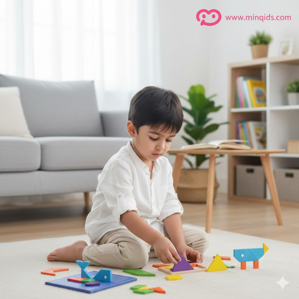 Learning Kit Combo – Intelligence Book + Tangram Wooden Puzzle + Memory Game for Kids