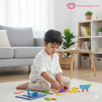 Learning Kit Combo – Intelligence Book + Tangram Wooden Puzzle + Memory Game for Kids