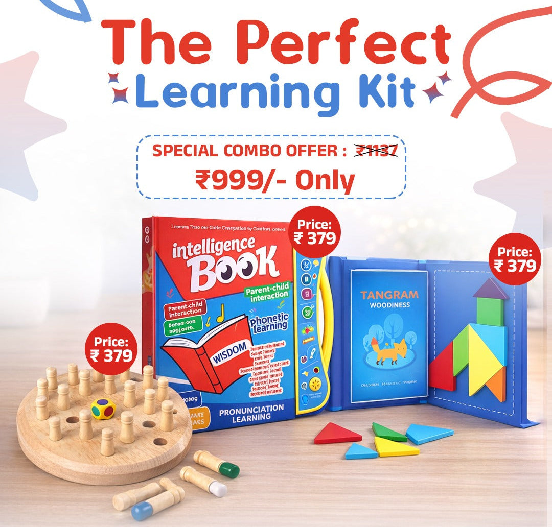 Learning Kit Combo – Intelligence Book + Tangram Wooden Puzzle + Memory Game for Kids