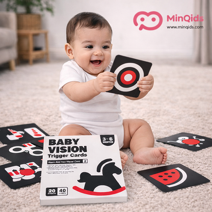 Baby Vision Trigger Cards – Black & White + Black & Red Combo | Visual Cards for Newborns & Infants (0–6 Months)
