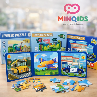 Leveled Puzzle 3 in 1 Magnetic Book – 47 Pieces Montessori Educational Toy for Kids