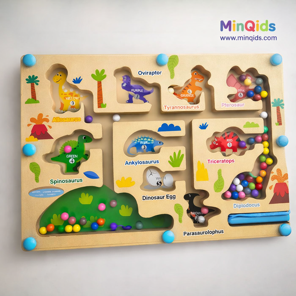 Magnetic Maze Game - Dinosaur: Color Classification Game | Premium Quality Wooden toy