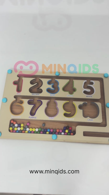 Magnetic Maze Game - Number : Color Classification Game | Premium Quality Wooden toy