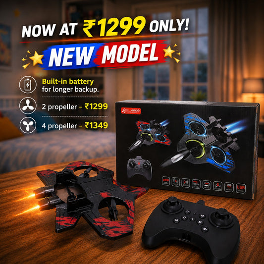 Fighter Jet Drone for Kids & Adults | 4-Propeller Flying Jet with Remote Control & USB Charging