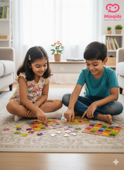 Learning ABCD, abcd & Numbers Wooden Educational Board