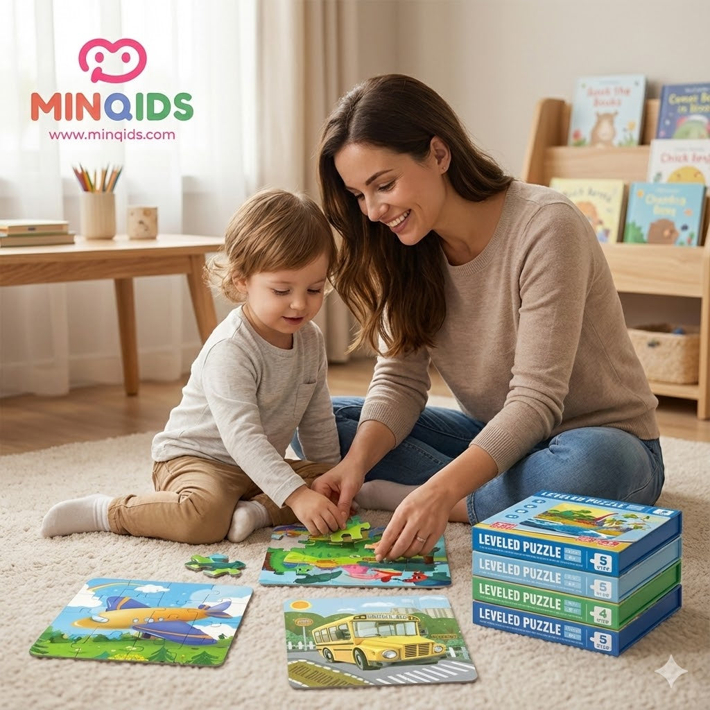 Leveled Puzzle 3 in 1 Magnetic Book – 47 Pieces Montessori Educational Toy for Kids