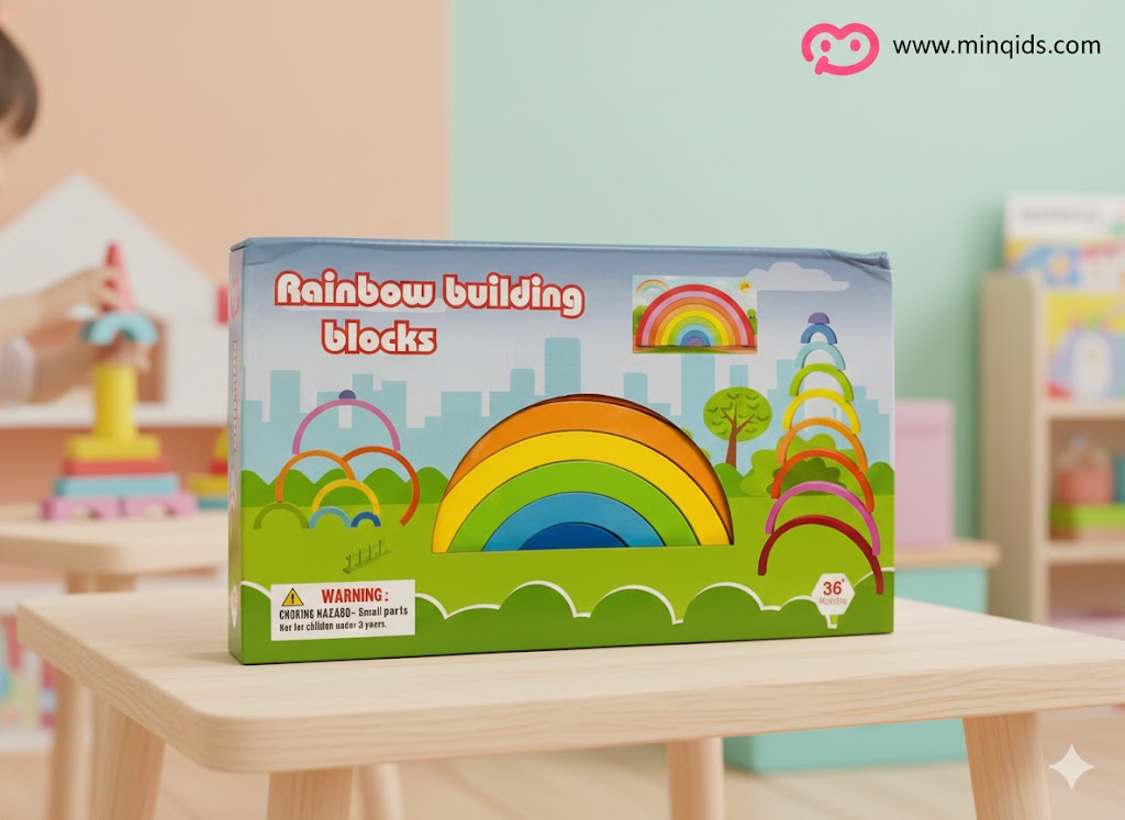 Building Blocks Rainbow Stacking Game 9 pcs | Premium Wooden Material