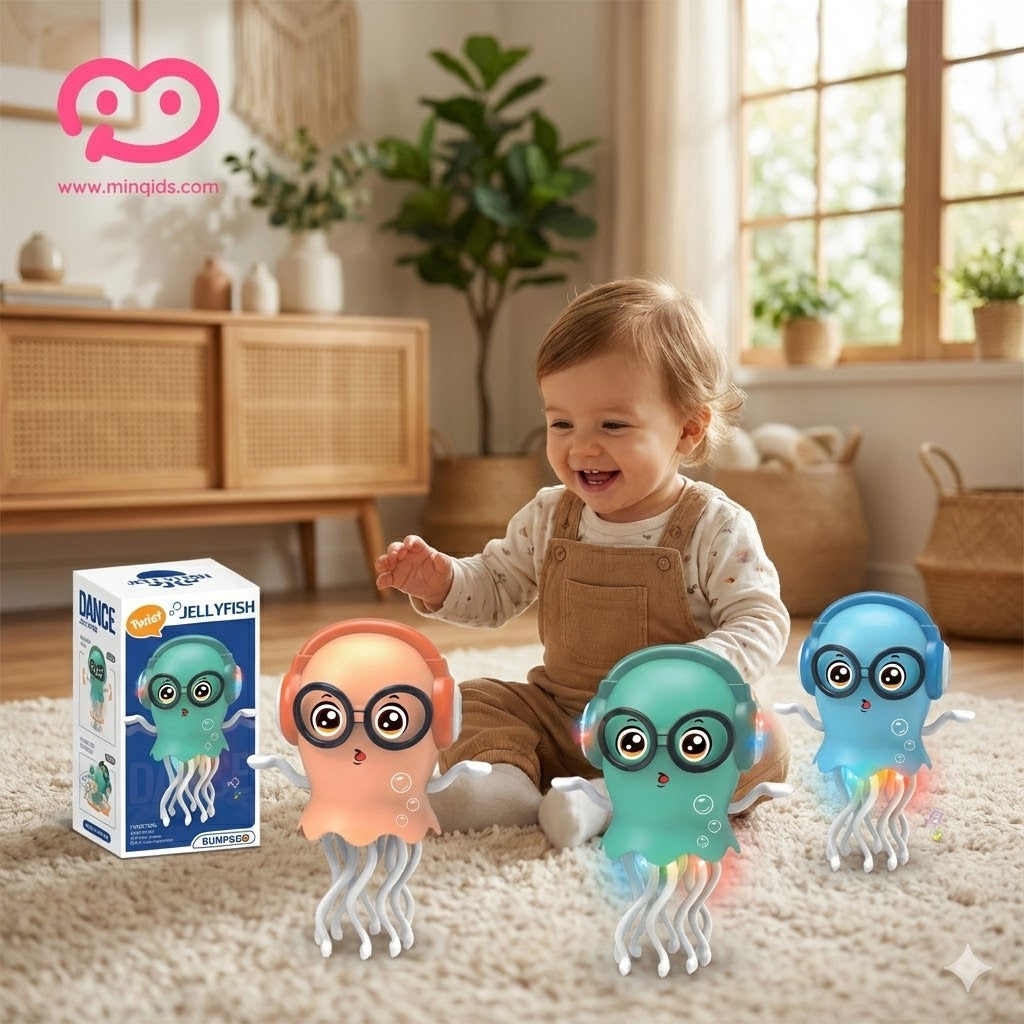 Dancing Twist Jellyfish: Light-Up Musical Bump & Go Toy with 360° Rotating | Premium Quality Material