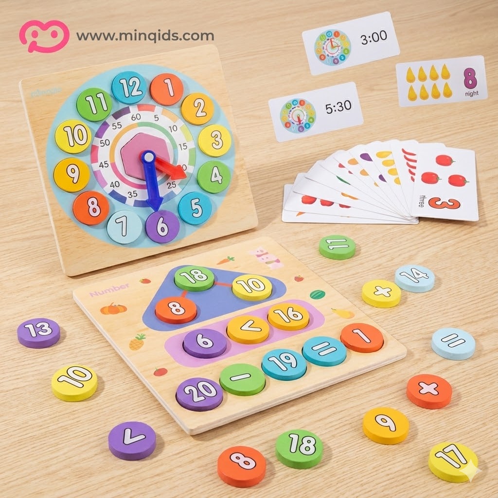 2 in 1 Digital Clock & Early Math Problem Solving Toy | Premium Quality Wooden Toy