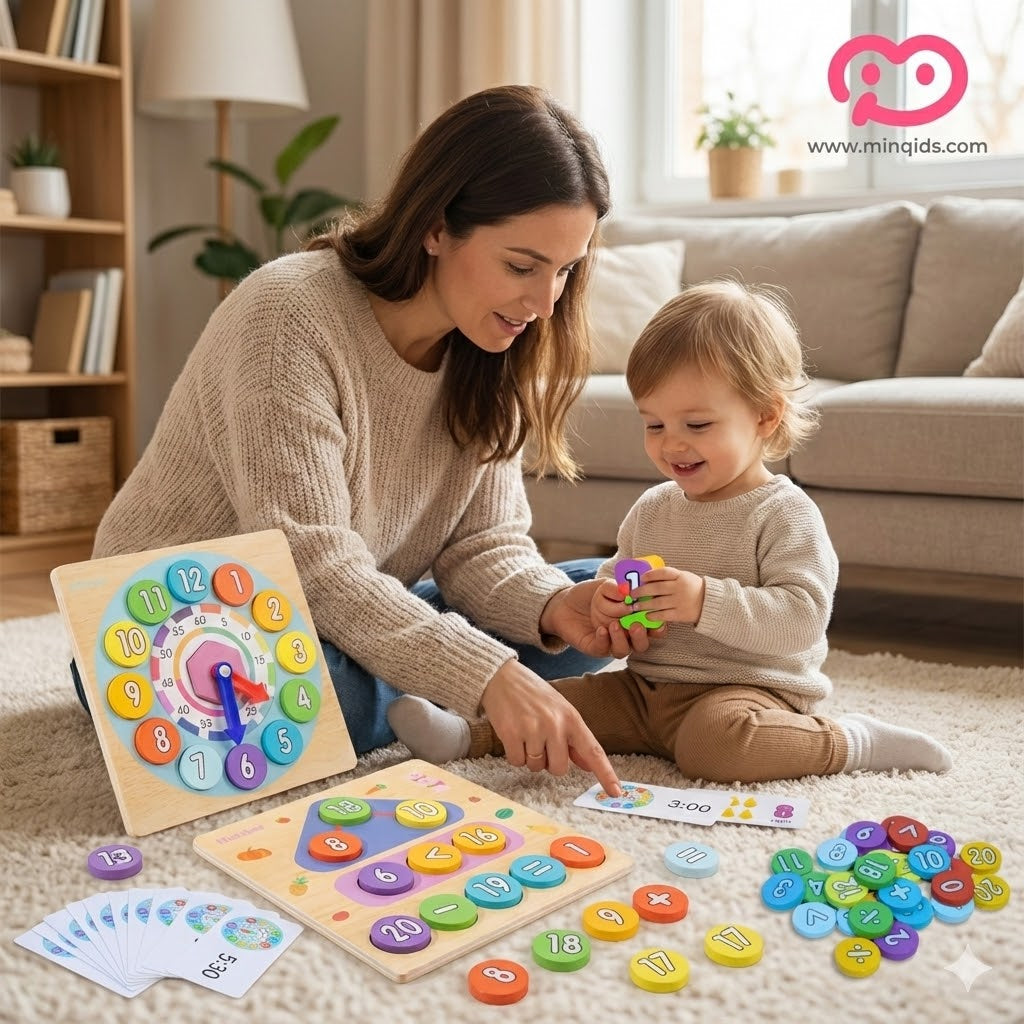 2 in 1 Digital Clock & Early Math Problem Solving Toy | Premium Quality Wooden Toy