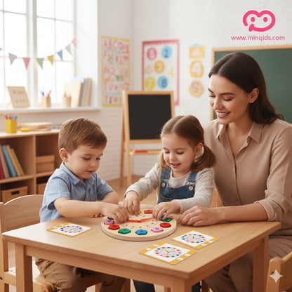 2 in 1 Digital Clock & Early Math Problem Solving Toy | Premium Quality Wooden Toy