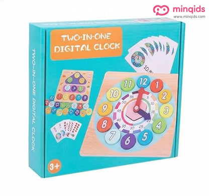 2 in 1 Digital Clock & Early Math Problem Solving Toy | Premium Quality Wooden Toy