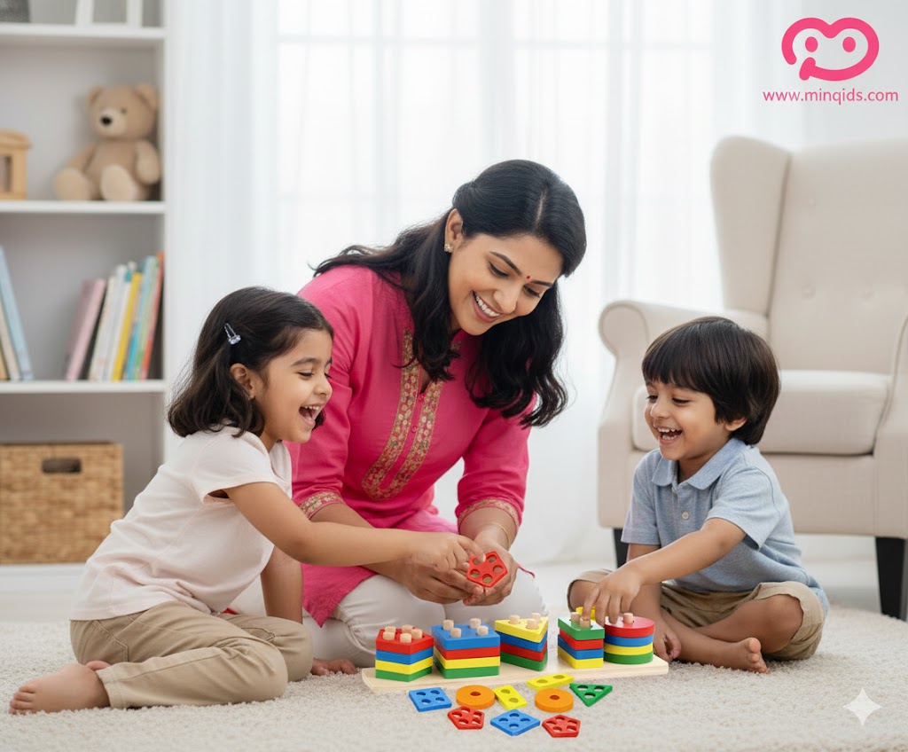 5-in-1 Premium Wooden Geometric Shape Sorter & Counting Stacker