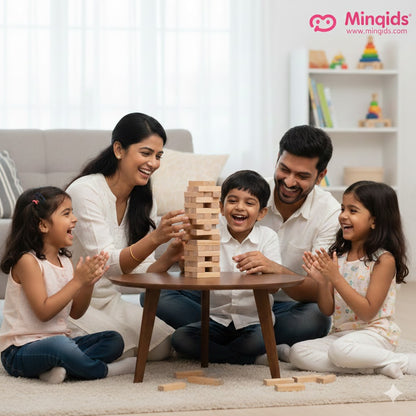 Jenga Game | Numbered Block Tower with Dice 54-Piece Wooden Material