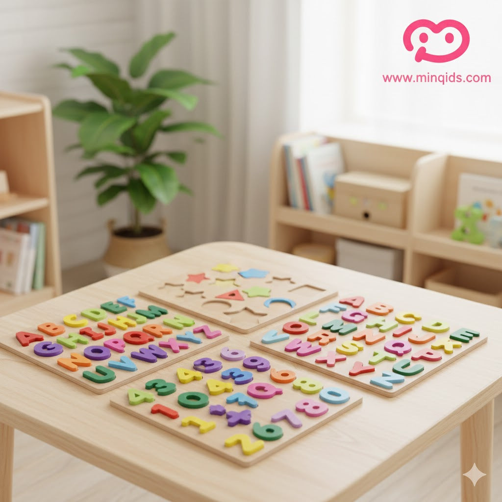 Learning ABCD, abcd & Numbers Wooden Educational Board