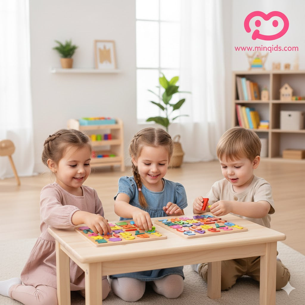 Learning ABCD, abcd & Numbers Wooden Educational Board