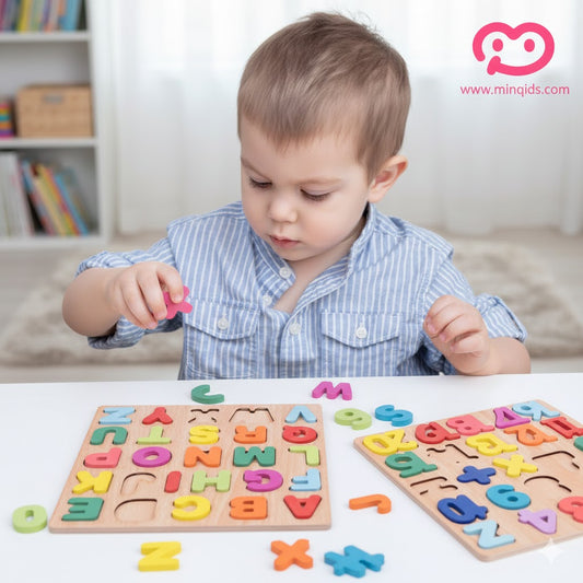 Learning ABCD, abcd & Numbers Wooden Educational Board