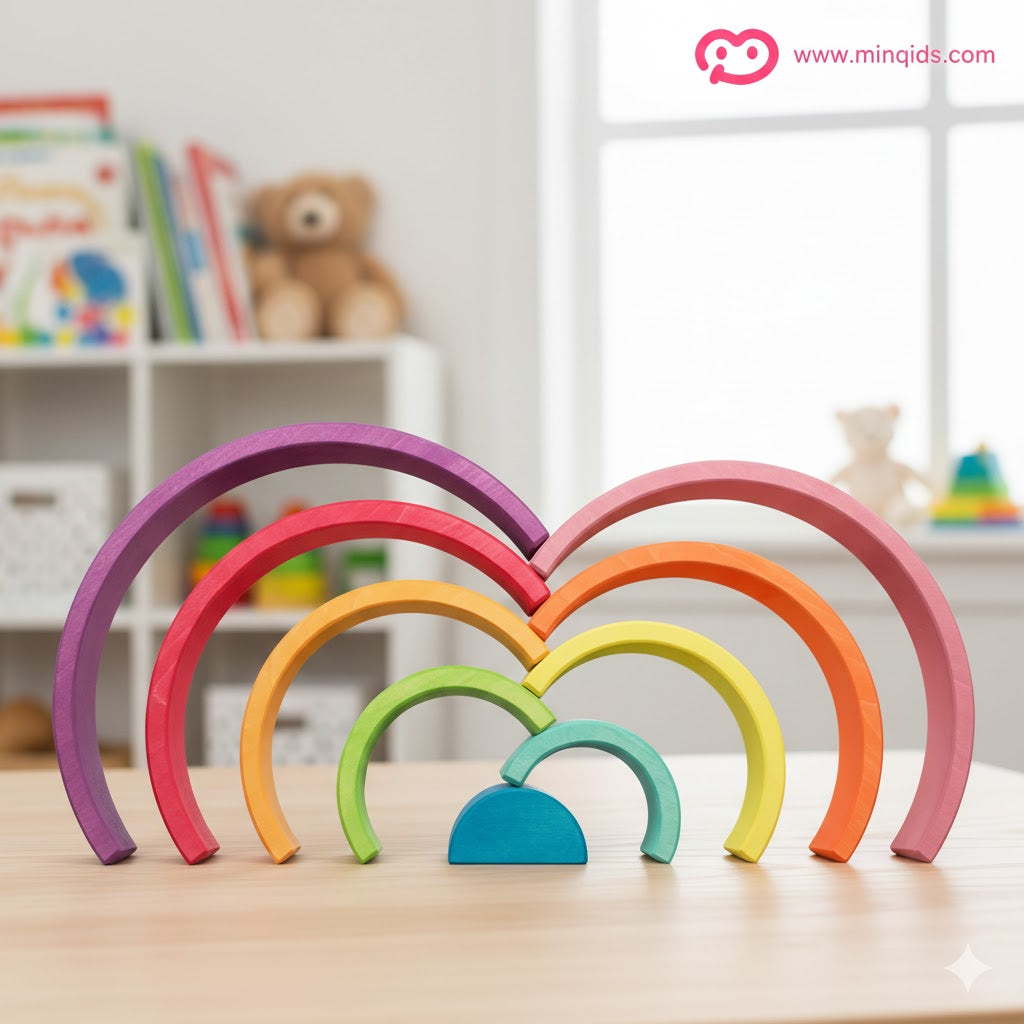 Building Blocks Rainbow Stacking Game 9 pcs | Premium Wooden Material