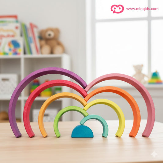 Building Blocks Rainbow Stacking Game 9 pcs | Premium Wooden Material